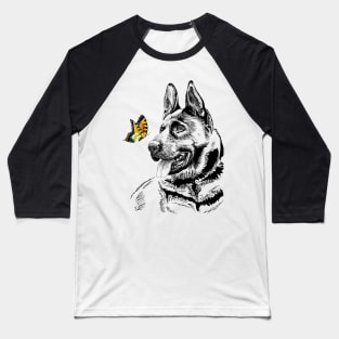 german Shepherd and butterfly Baseball T-Shirt